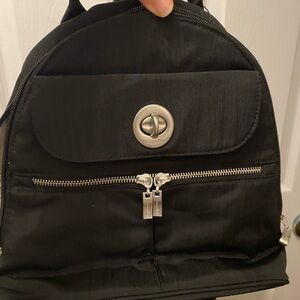 Baggallini Black Backpack with Silver Details